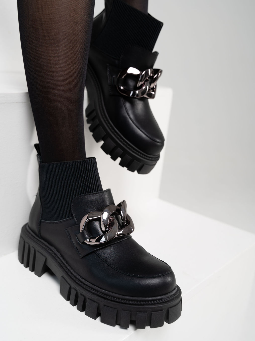 Ботинки 348.21153bl.Черный/шерсть