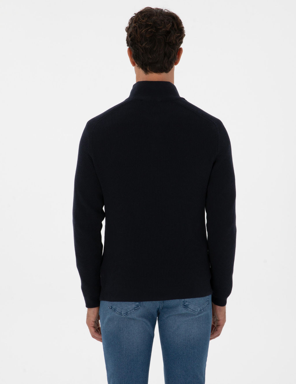 Lacivert Slim Fit Dik Yaka Fermuarl_ Triko Kazak - Pierre cardin фото 5