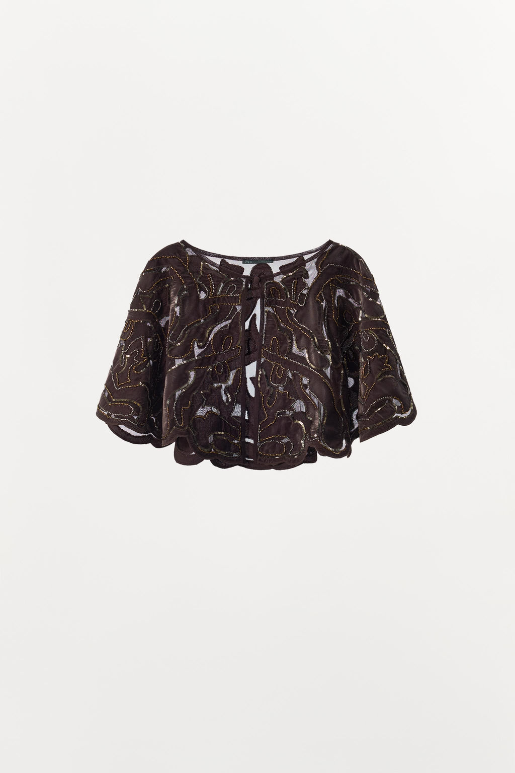 COMBINED VELVET BEADED SEQUIN CAPE - Zara фото 3