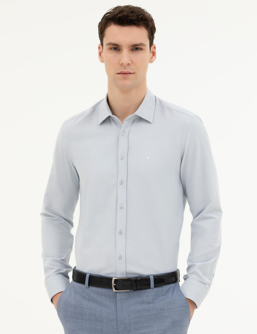Gri Slim Fit Uzun Kollu G_mlek