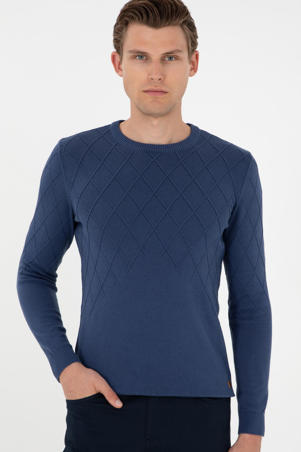 Мужской свитер цвета индиго - U.s. polo assn фото 3