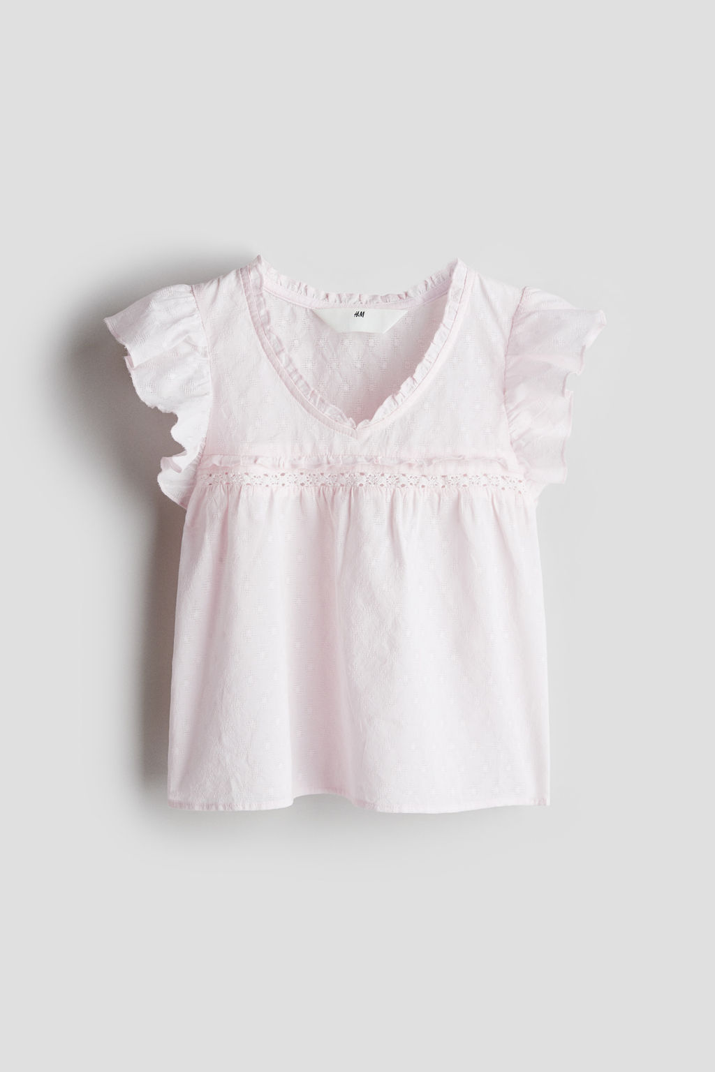 Blusa de algod?n con ribetes de volante