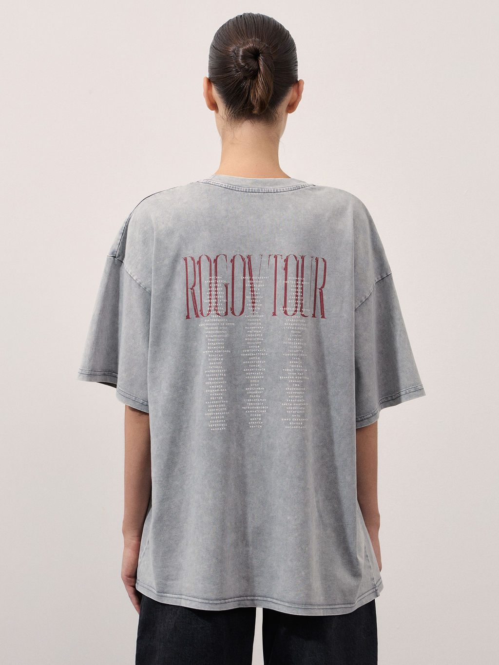 Оверсайз футболка с эффектом стирки и принтом / Zarina  фото 4