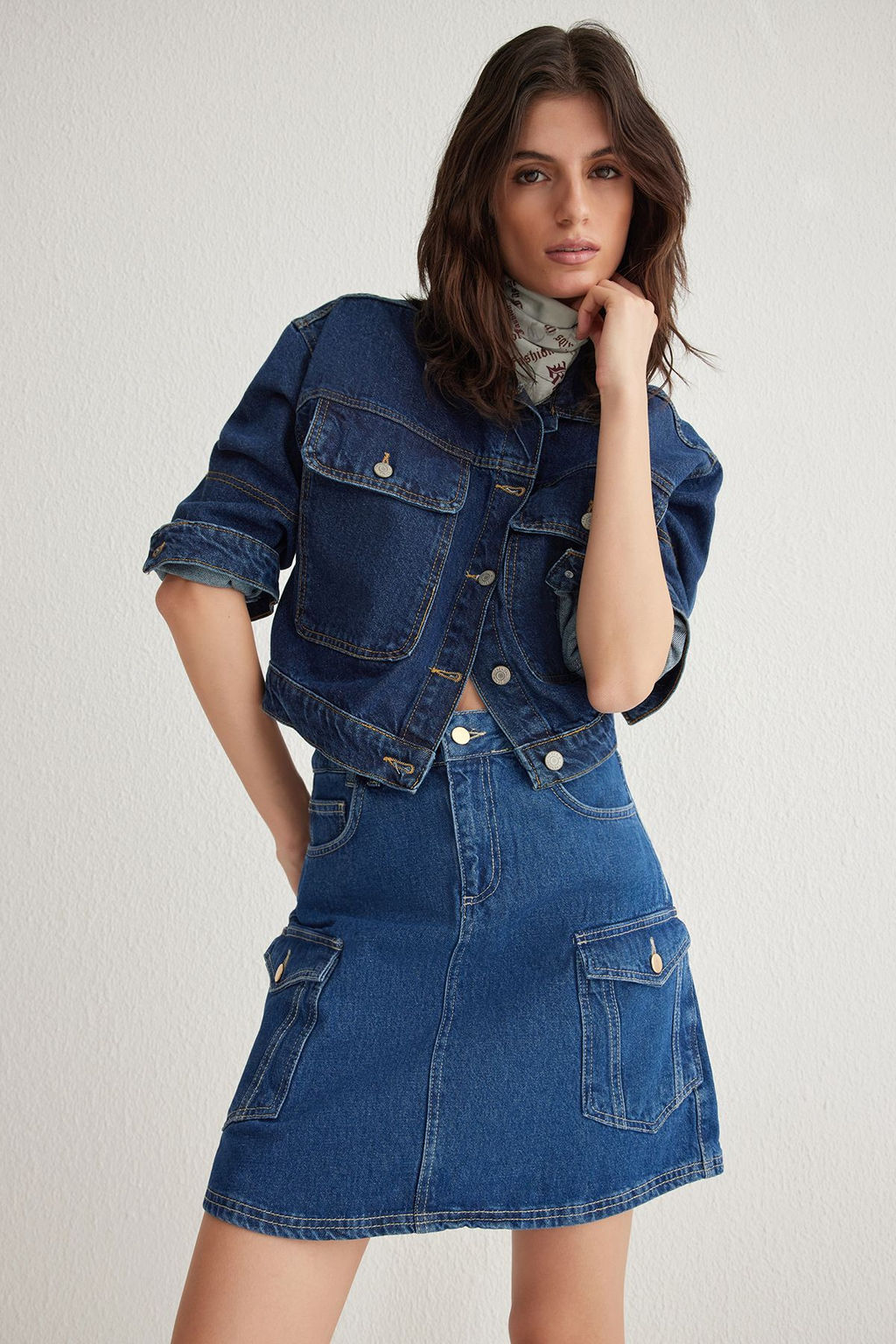 TRENDYOLMILLA Mavi More Sustainable Kargo Cep Detayl? Mini Denim Etek TWOSS25ET00007 фото 2