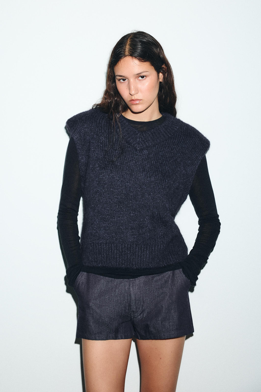 WOOL AND ALPACA WAISTCOAT WITH SHOULDER PADS