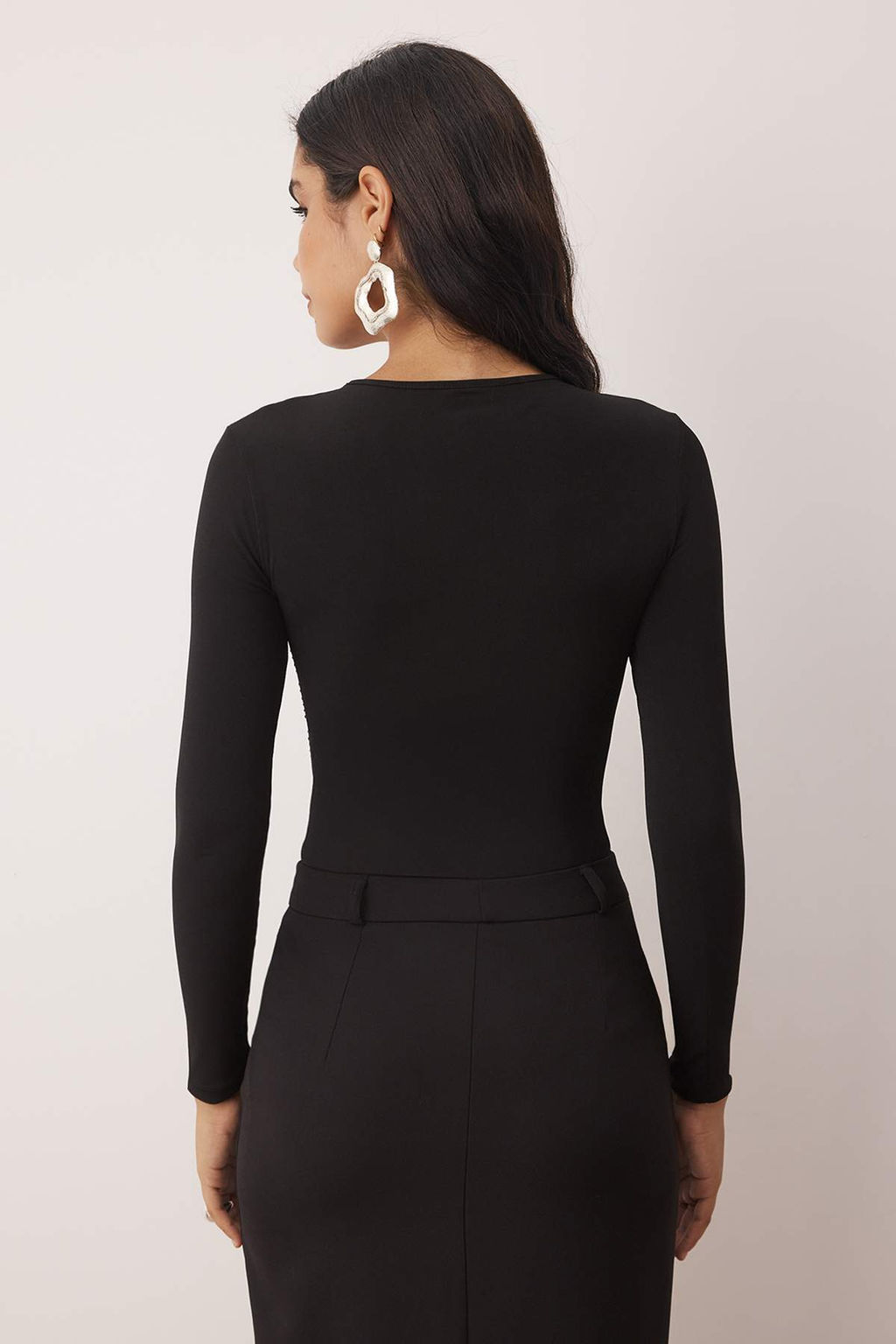 Siyah Agrafl? Asimetrik Yaka Orme Party Body TPRAW26BD00011 - Trendyolmilla фото 5