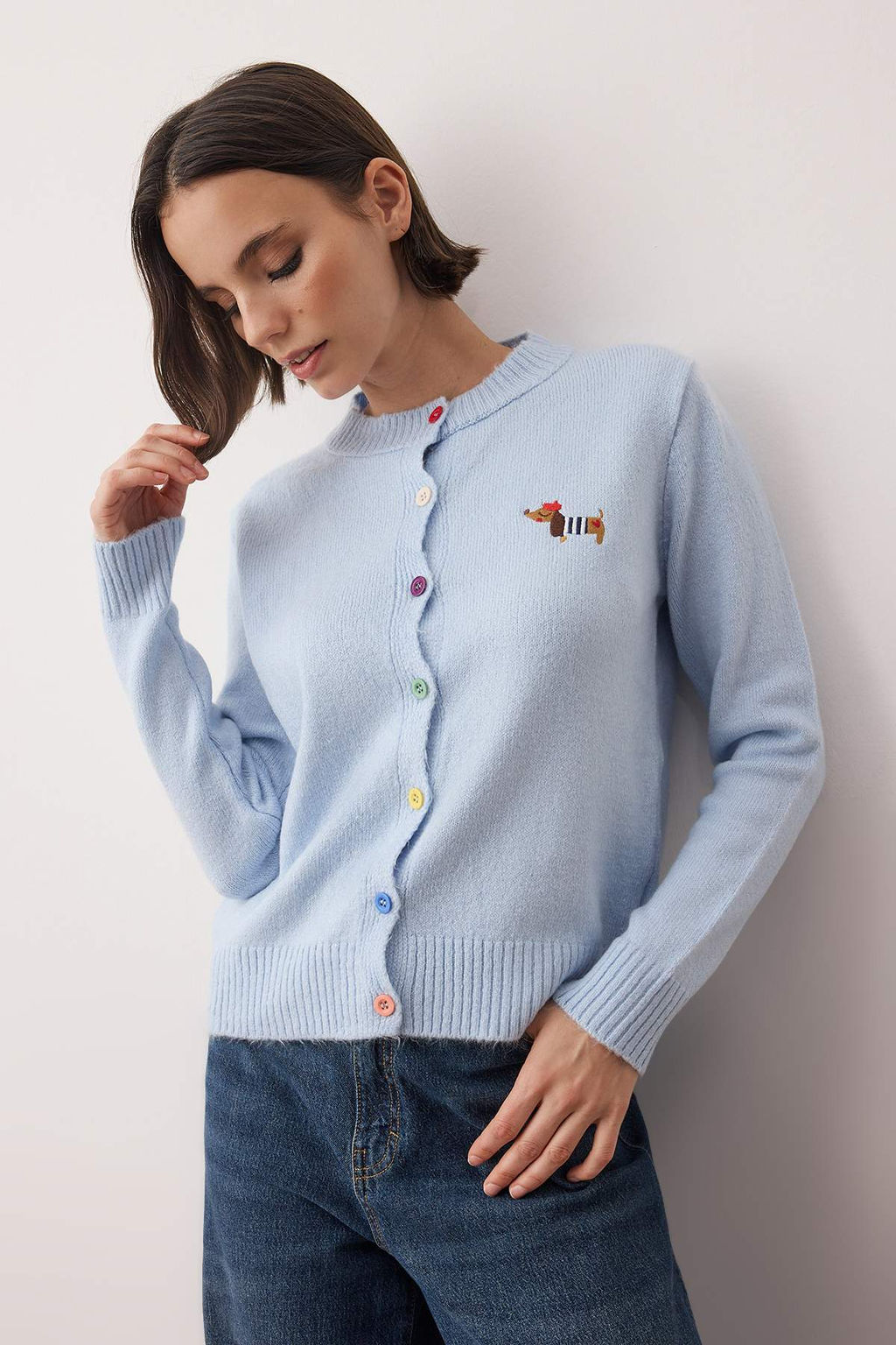 Lacivert Teen Bisiklet Yaka Yumusak Dokulu Kopek Nak?sl? Triko H?rka TWOAW26HI00274 - Trendyolmilla фото 8