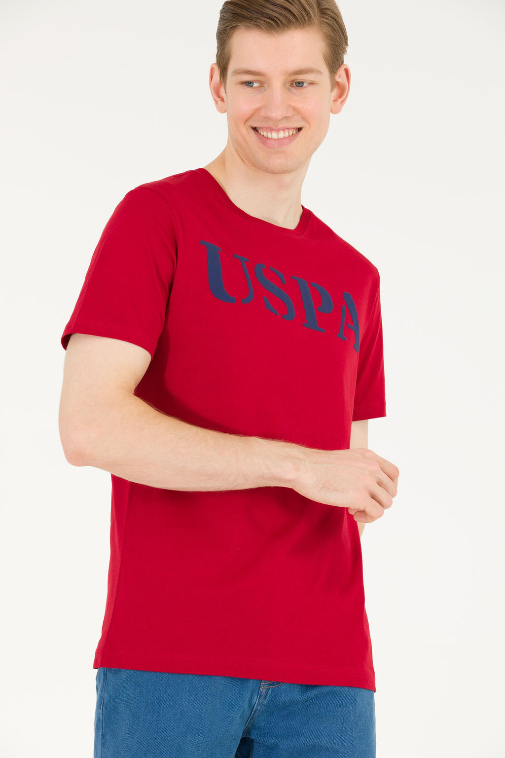 U. S. Polo Assn Мужская бордово-красная базовая футболка с круглым вырезом - U.s. polo assn фото 2