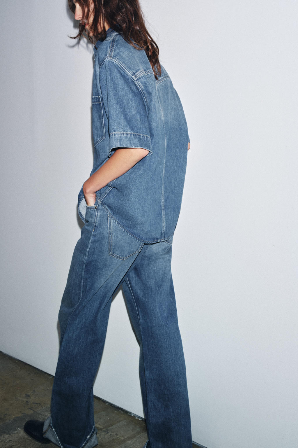 ZW COLLECTION SHORT SLEEVE DENIM SHIRT - Zara фото 13