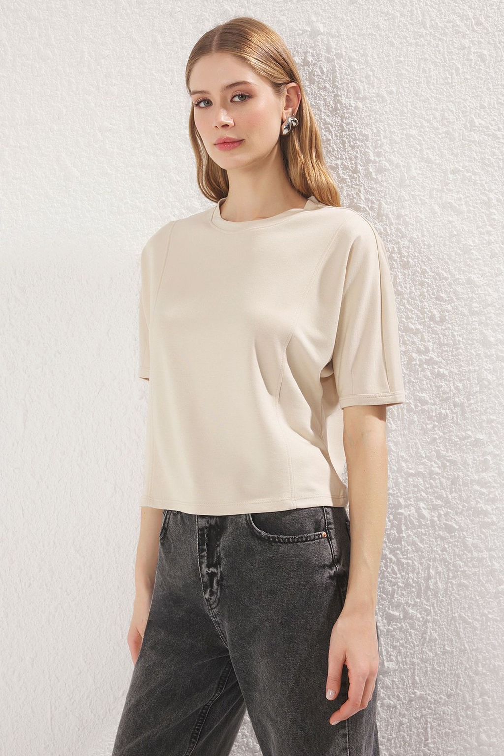 Lila Relaxed/Rahat Kal?p Crop Esnek Orme Bluz TWOSS25BZ00403 - Trendyolmilla фото 6