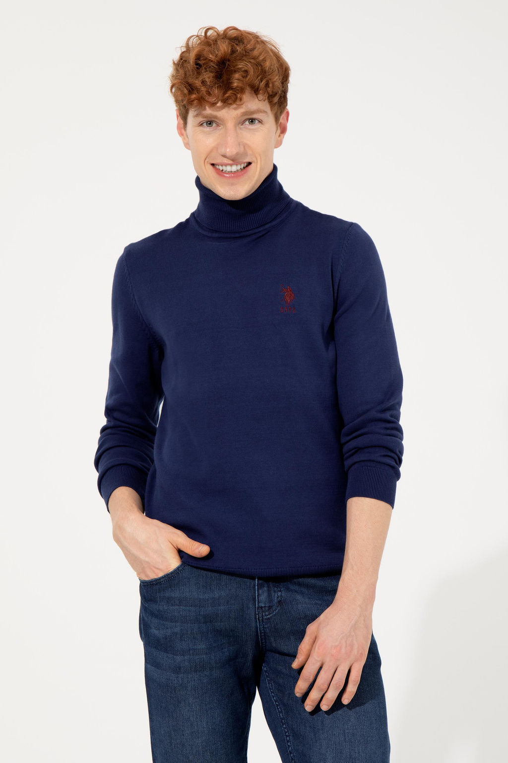 Мужской синий трикотажный свитер Basic - U.s. polo assn фото 14