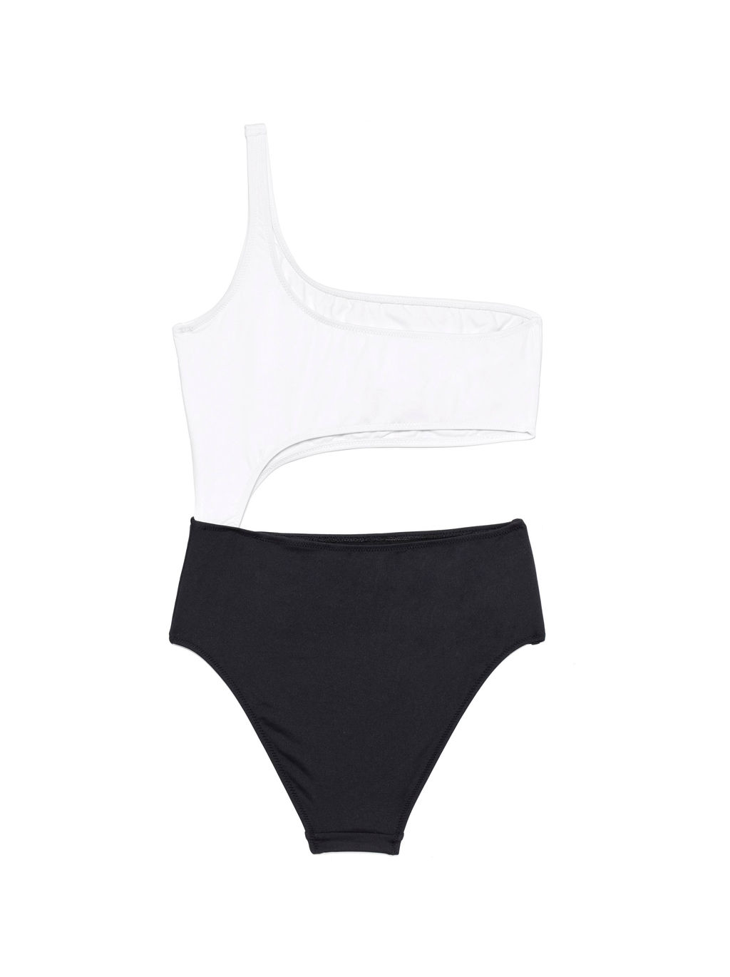 CONTE Слитный купальник на одно плечо с высоким вырезом по талии ACCENT black-white - Conte elegant фото 4