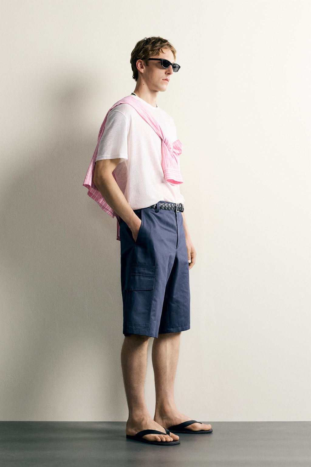 BERMUDA CARGO RELAXED FIT ALGOD?N - LINO / Azul / Marino - Zara фото 4