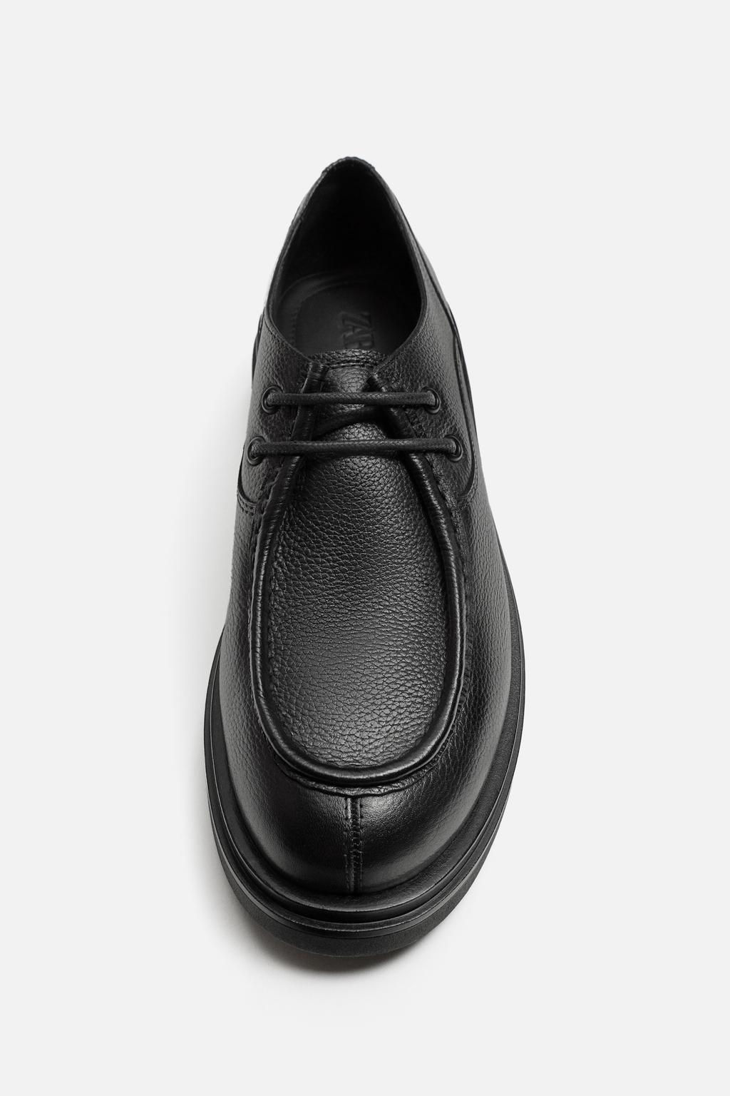 LEATHER MOC TOE SHOES - Zara фото 7