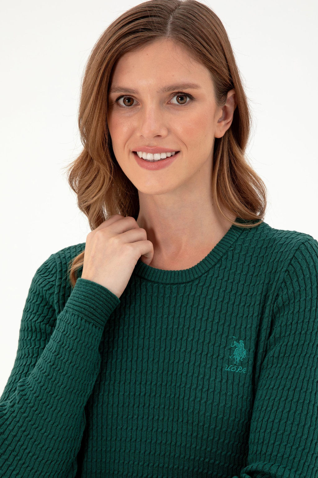 Женский темно-зеленый базовый свитер Неожиданная скидка в корзине - U.s. polo assn фото 2