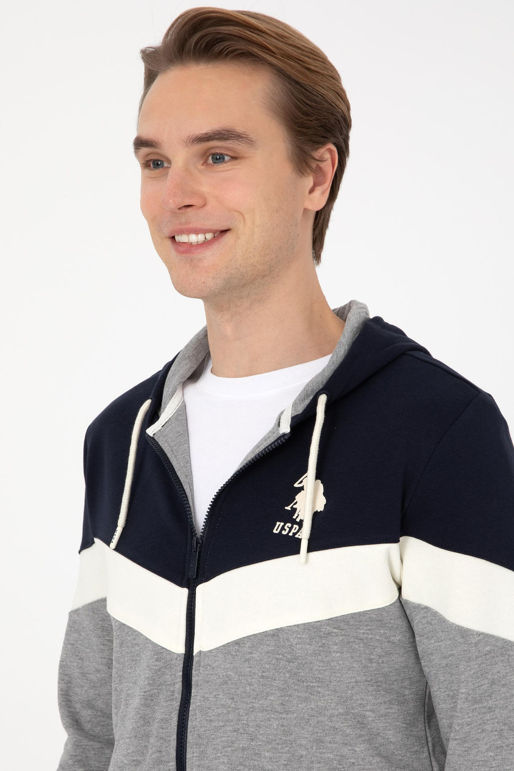 Худи Comfort Fit серый меланж из хлопка