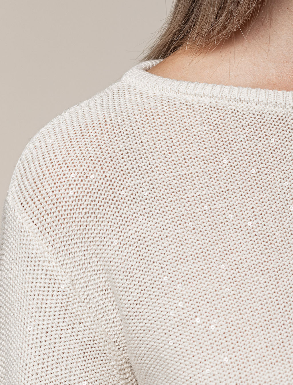 VILATTE / Джемпер из хлопковой пряжи с пайетками.  фото 2