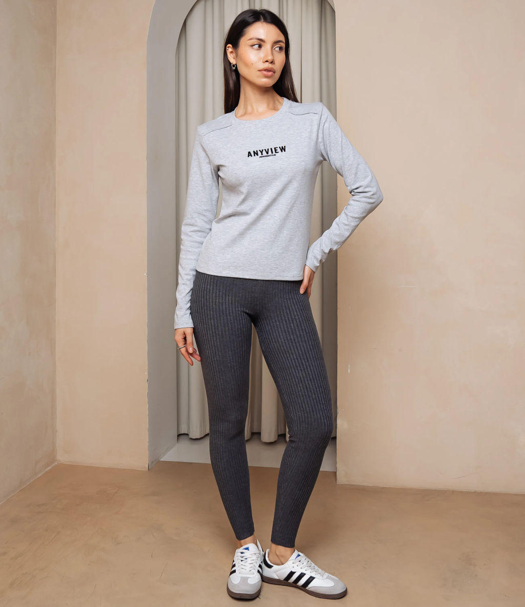 Лонгслив #КТ9072, серый меланж - Dommod фото 4