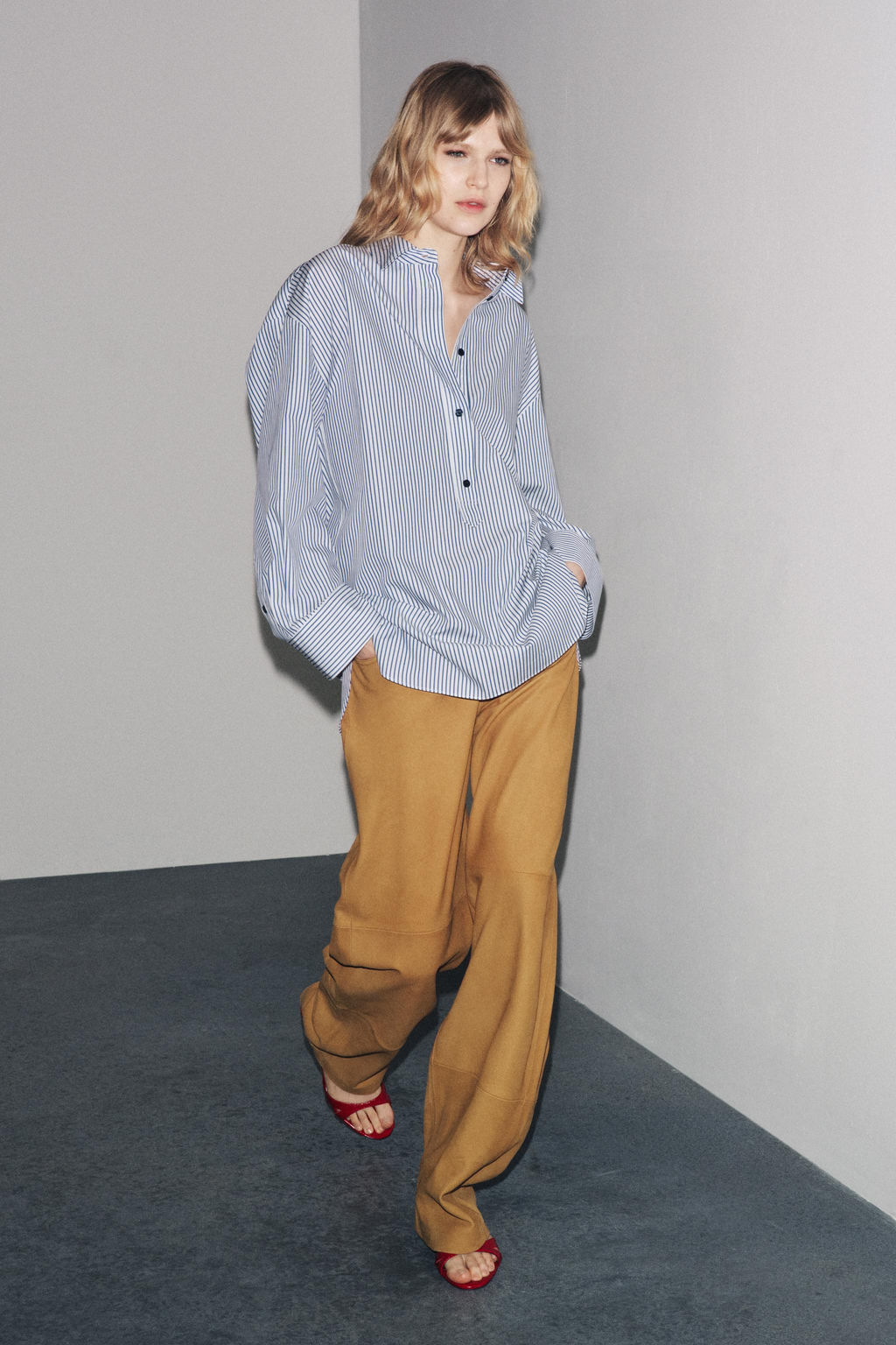 STRIPED POPLIN SHIRT ZW COLLECTION - Zara фото 2
