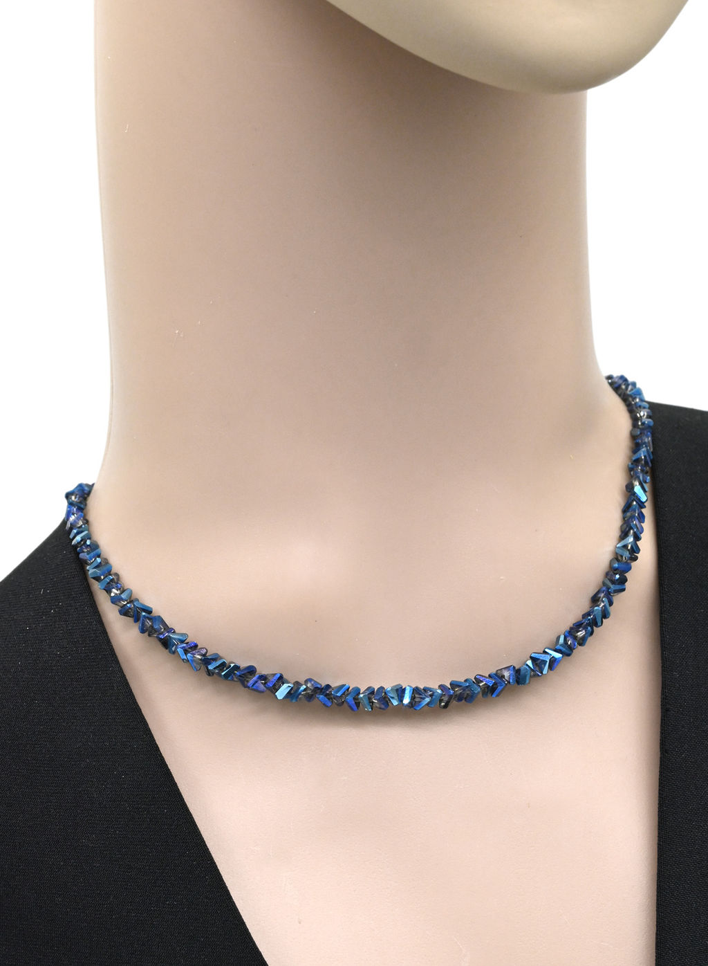 Чокер на шею женский из циркона огранка 4мм цв.зеленый хамелеон, 38см - Радуга камня фото 30