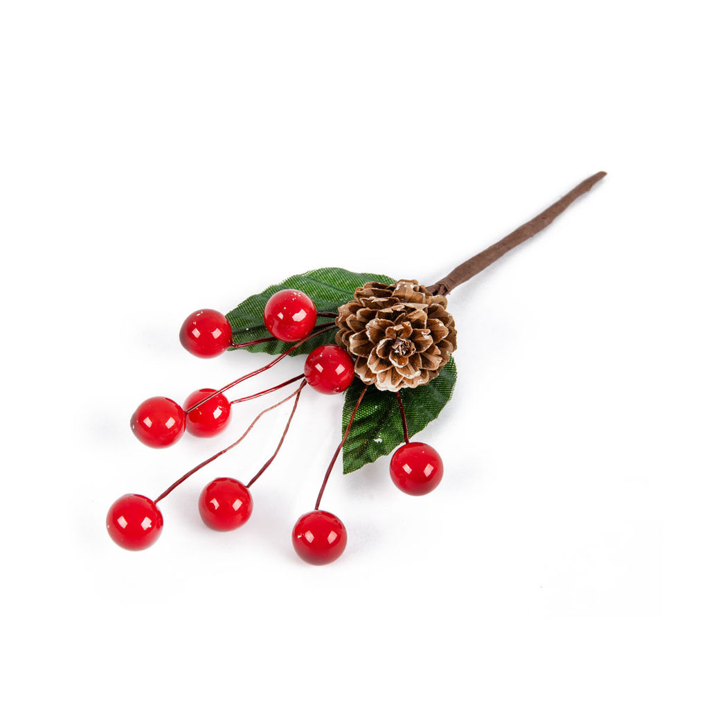 Blumentag VDF-140 Веточка с шишкой и ягодами 3 х 1 шт. 18 см 01  фото 3