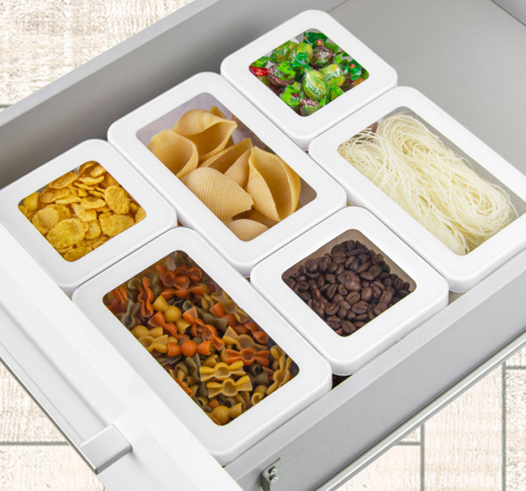 Банка для сыпучих продуктов пластмассовая Степ 1л, 10х10х14см, белый (Россия) - Домашняя Мода фото 4