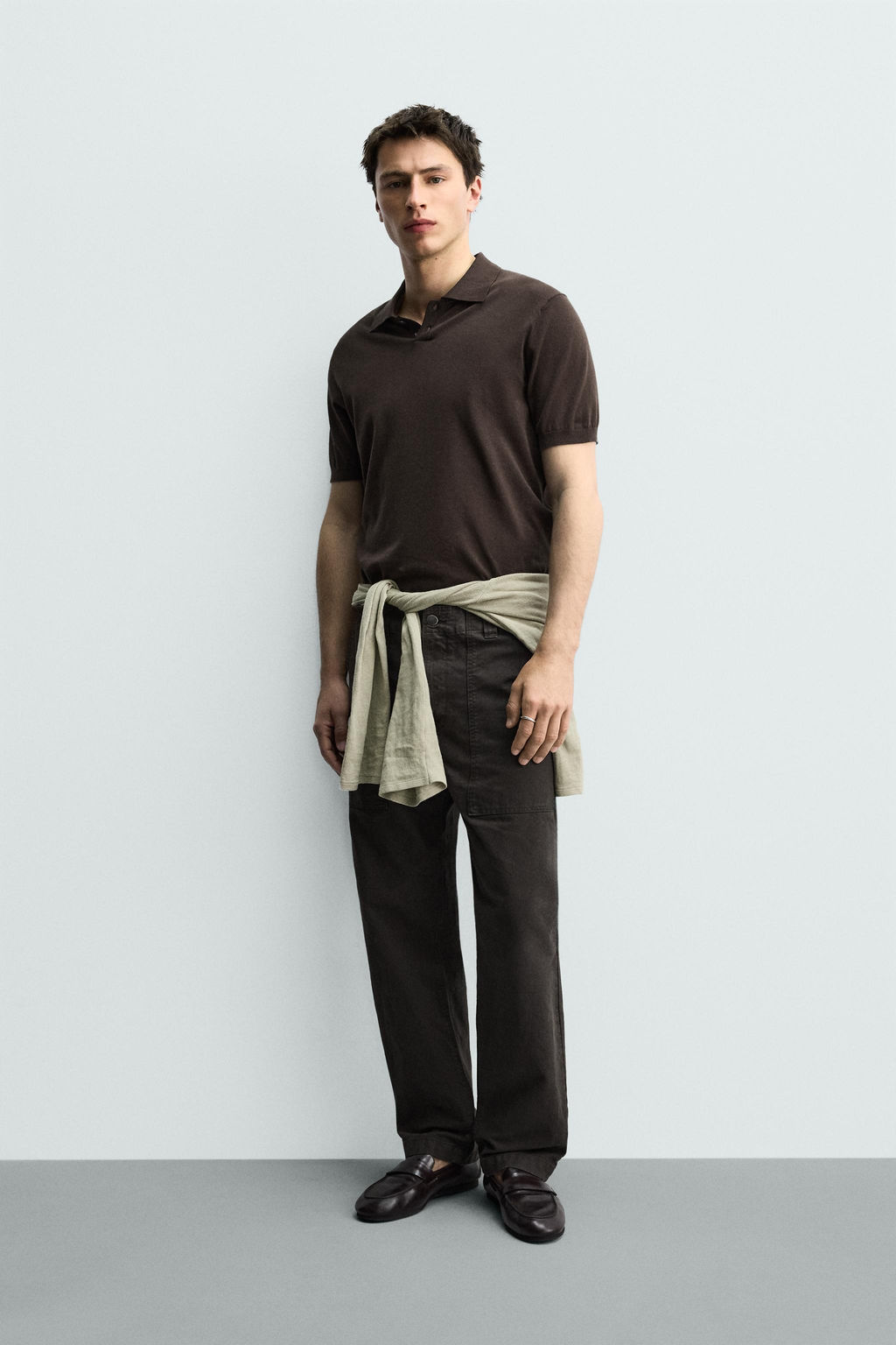 POLO PUNTO REGULAR FIT ALGOD?N - LINO / Chocolate
