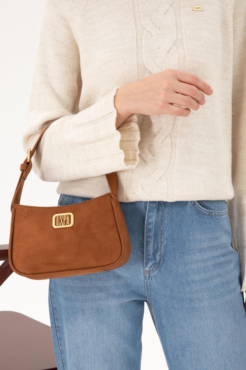 Женская светло-коричневая замшевая сумочка Неожиданная скидка в корзине - U.s. polo assn фото 2