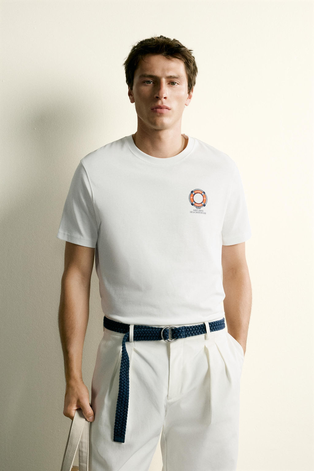 CAMISETA REGULAR FIT BORDADO COMBINADO / Blanco roto - Zara фото 2