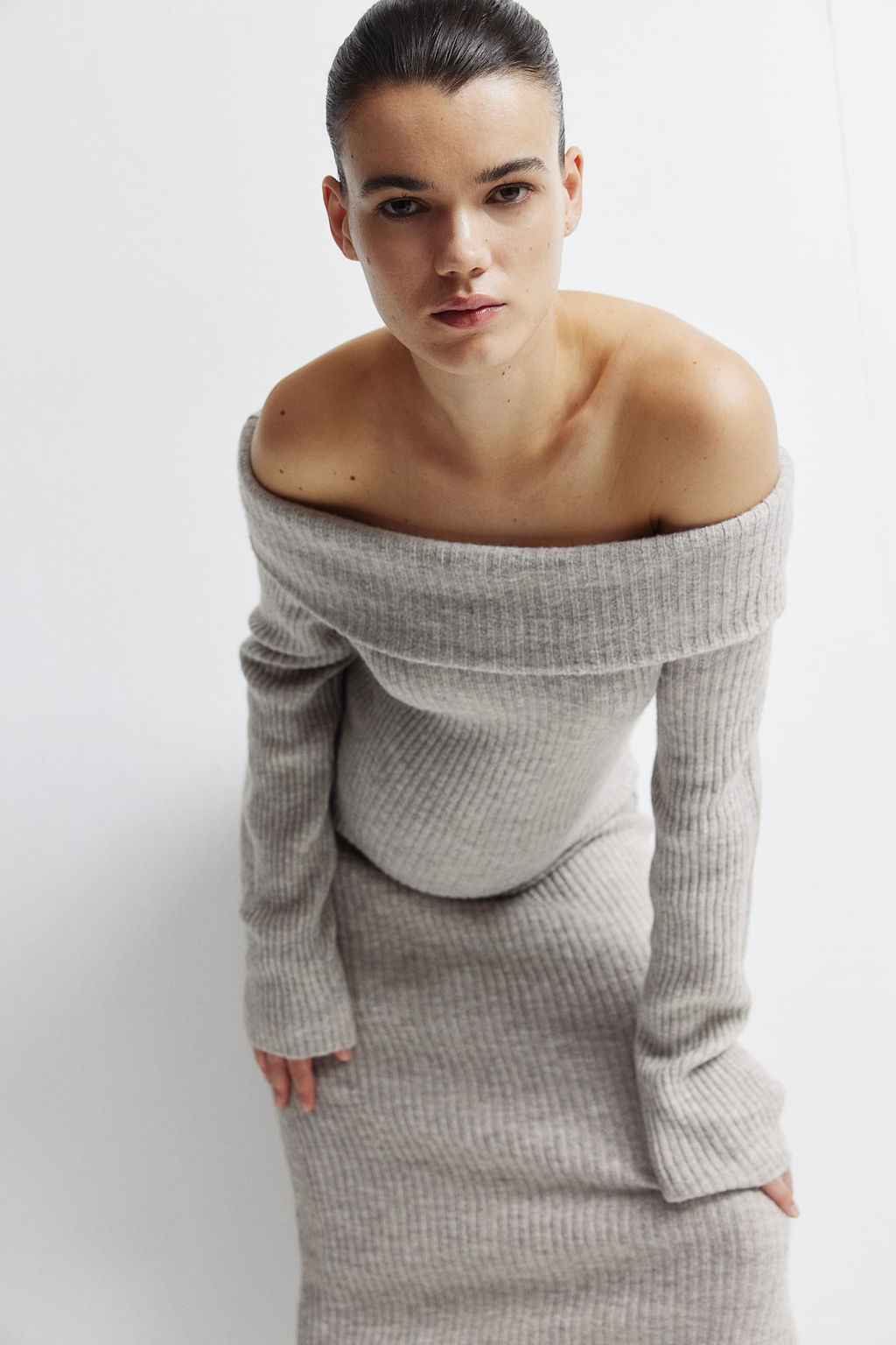 MAMA Vestido off-the-shoulder en punto de canale - H&m фото 2