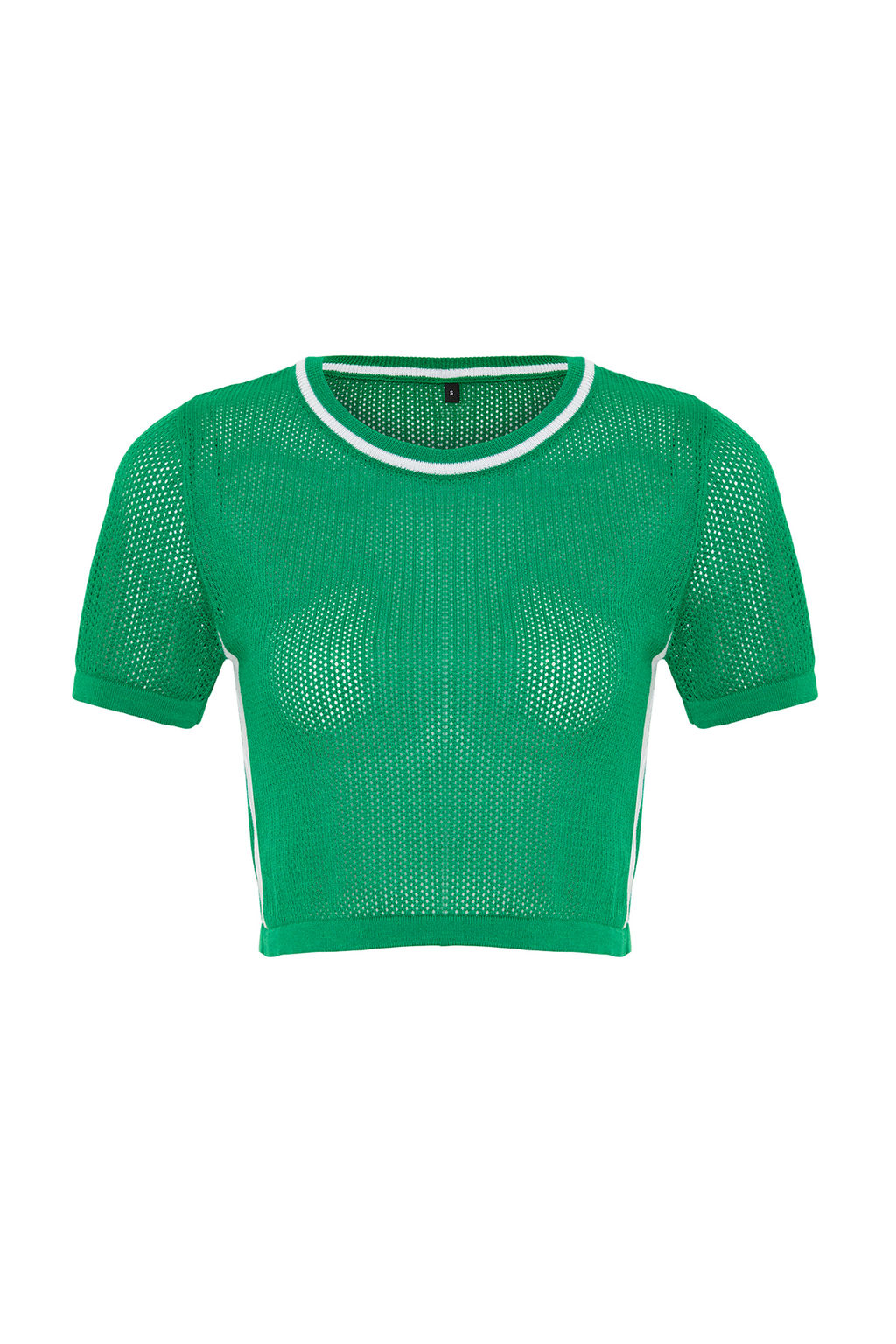 Yesil Crop Ajurlu/Delikli T-Shirt Gorunumlu Triko Kazak TWOSS24KZ00021 - Trendyolmilla фото 8