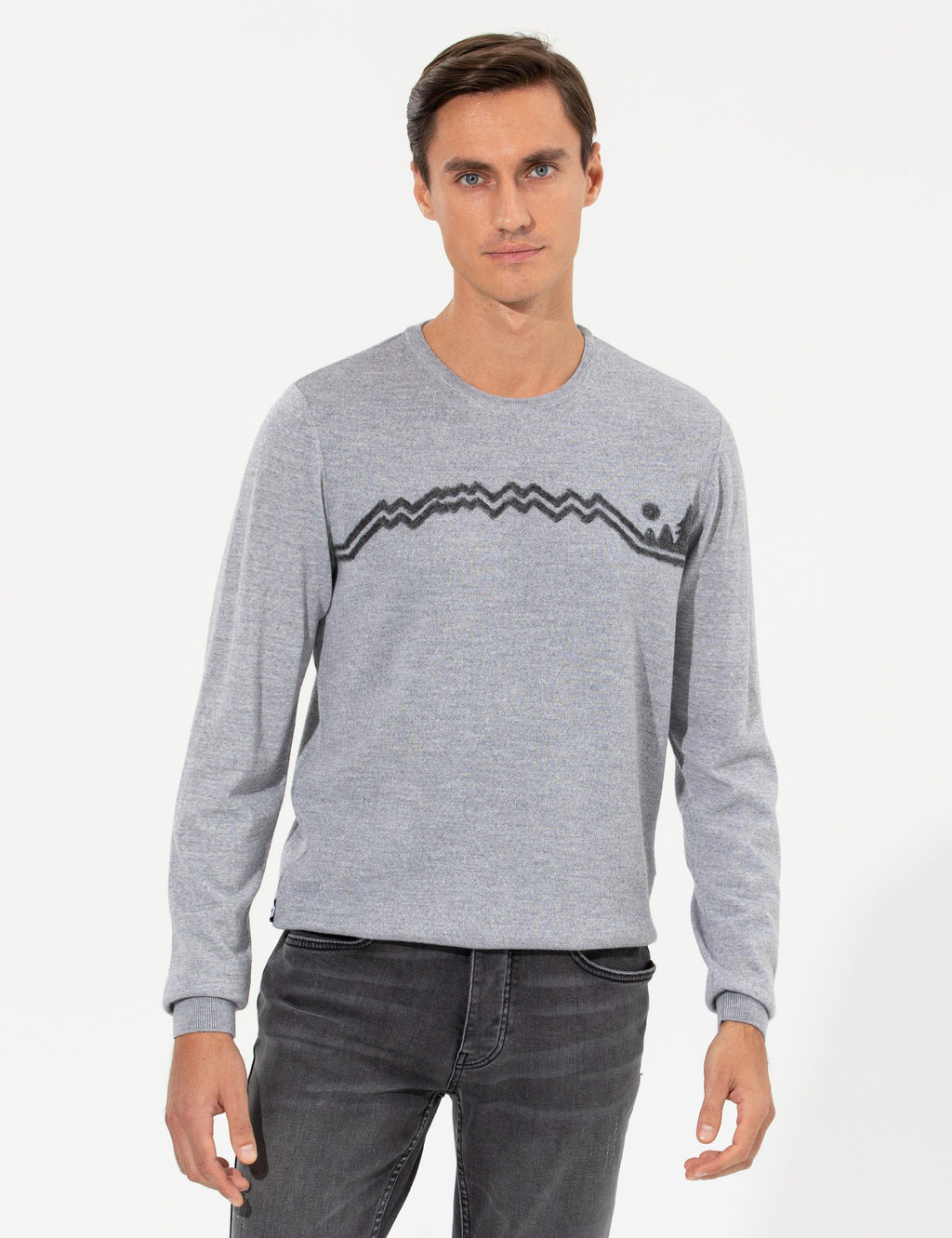 Серый зауженный трикотаж с круглым вырезом - Cacharel фото 3