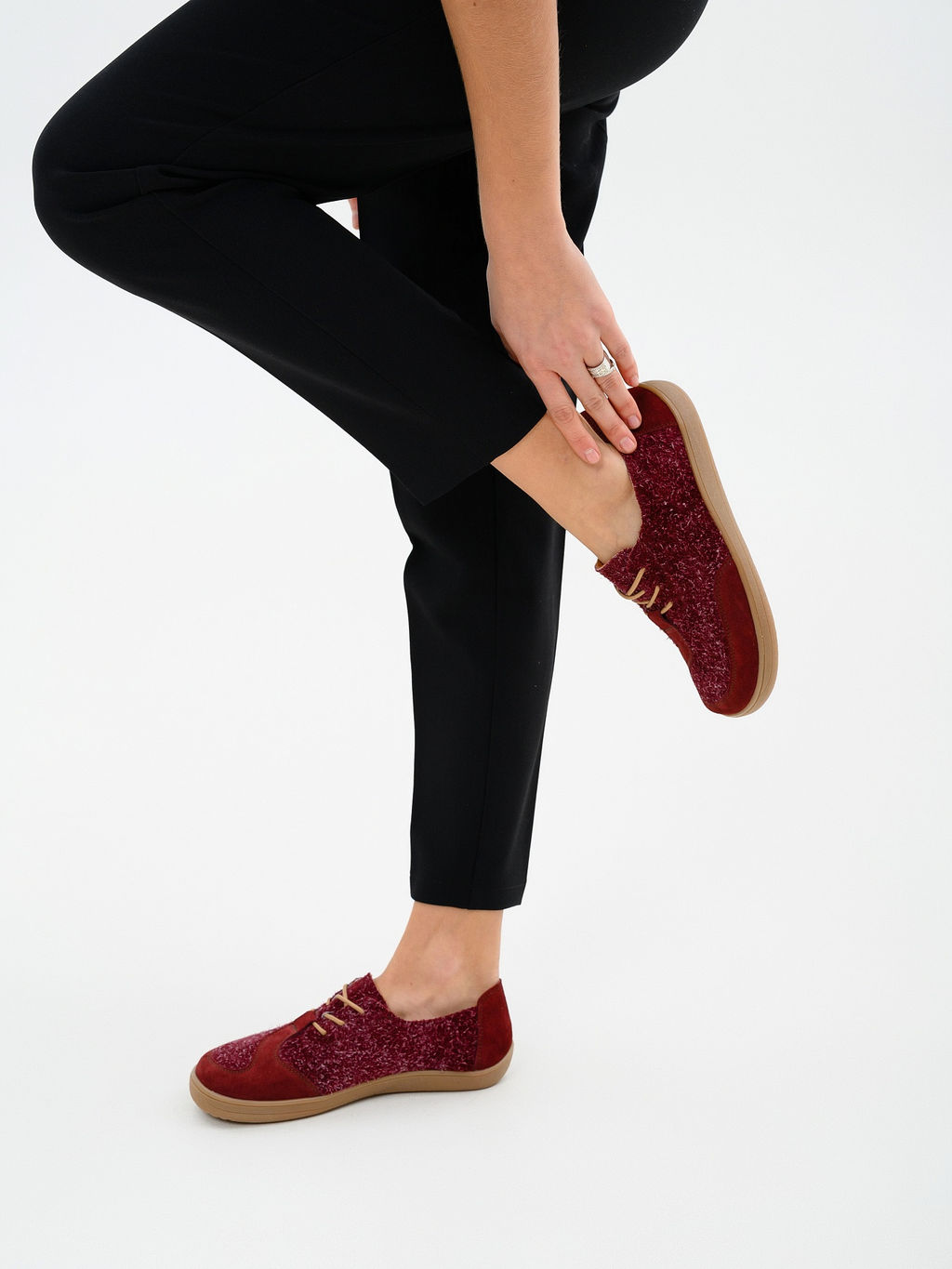 Босоногие туфли 188.natabr.Бордовый джангл+бордовая замша