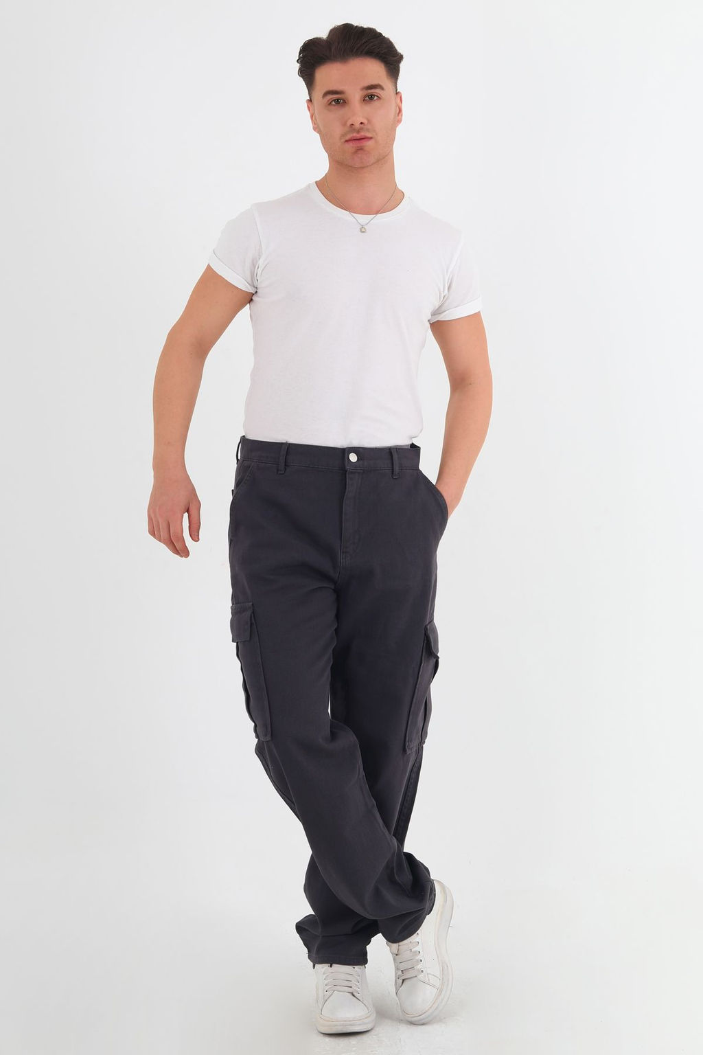 TRENDYOL MAN Siyah Kargo Cepli Gabardin Baggy/Bol Kesim %100 Pamuklu Rahat Pantolon TMNSS24PL00021 - Trendyolmilla фото 20