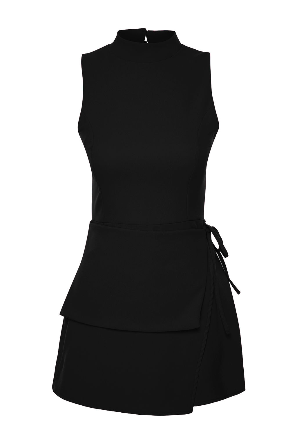 Siyah Baglama Detayl? Mini Dokuma Sort Etek Tulum TWOSS24TU00038