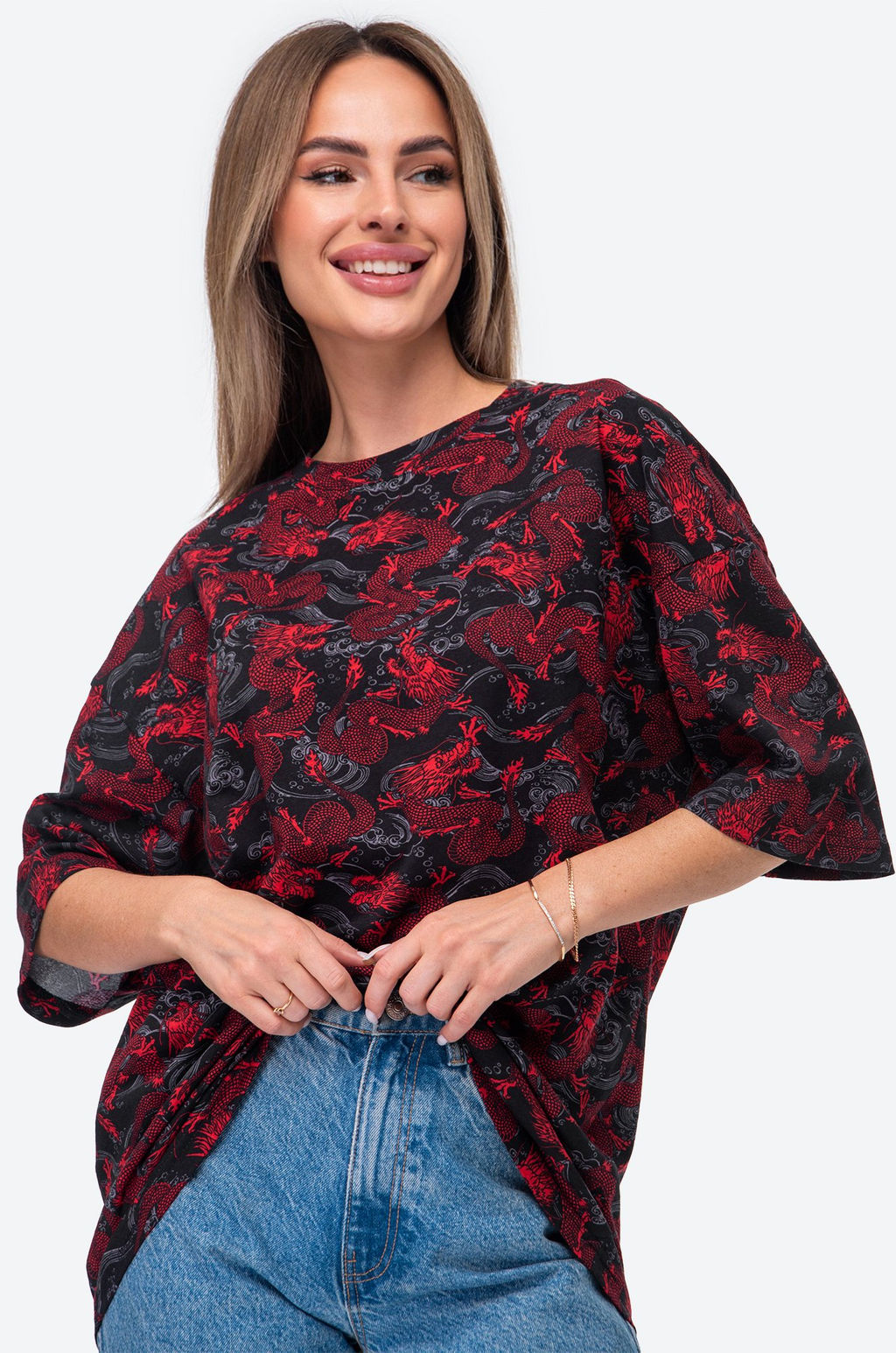 Футболка унисекс оверсайз с принтом дракон Happy Fox  фото 11