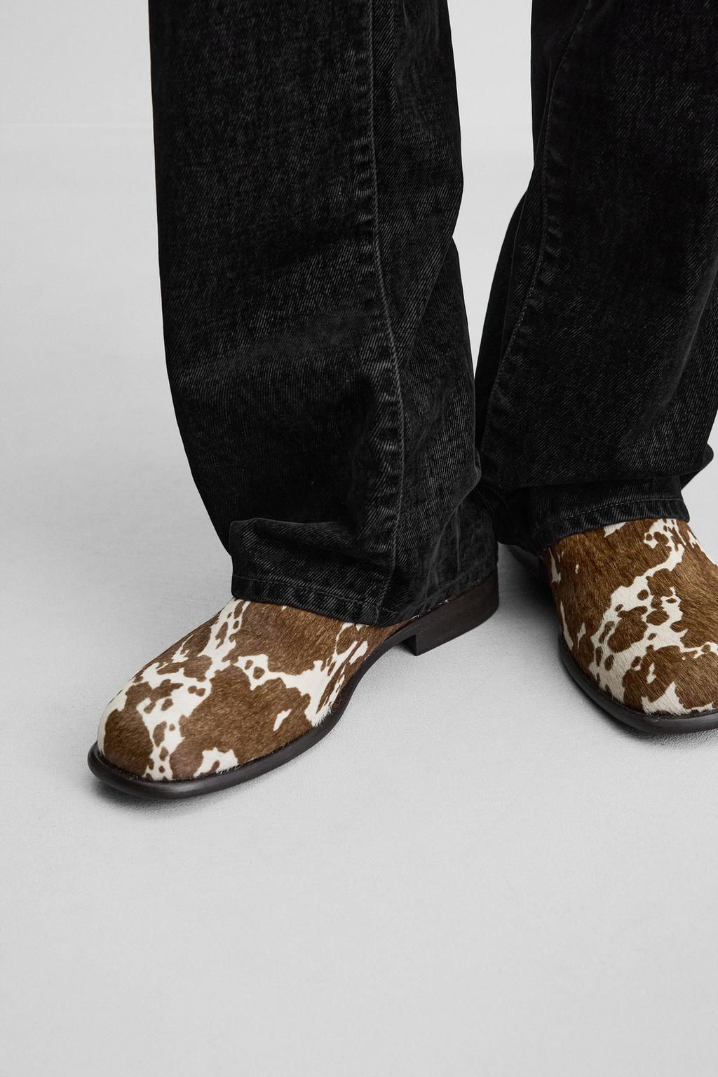 ANIMAL PRINT LEATHER BOOTS - Zara фото 4