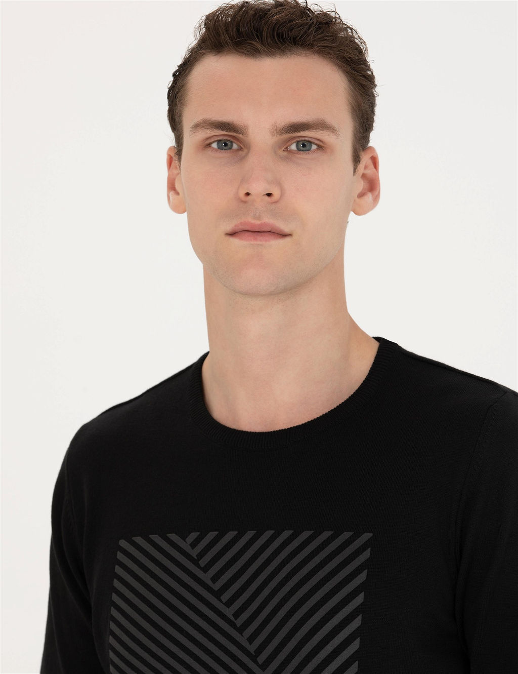 Siyah Slim Fit Bisiklet Yaka Triko Kazak - Pierre cardin фото 2