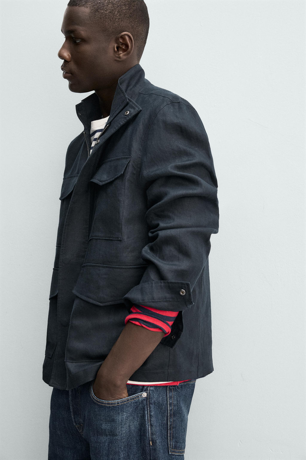 CAZADORA BOLSILLOS 100% LINO / Marino - Zara фото 6