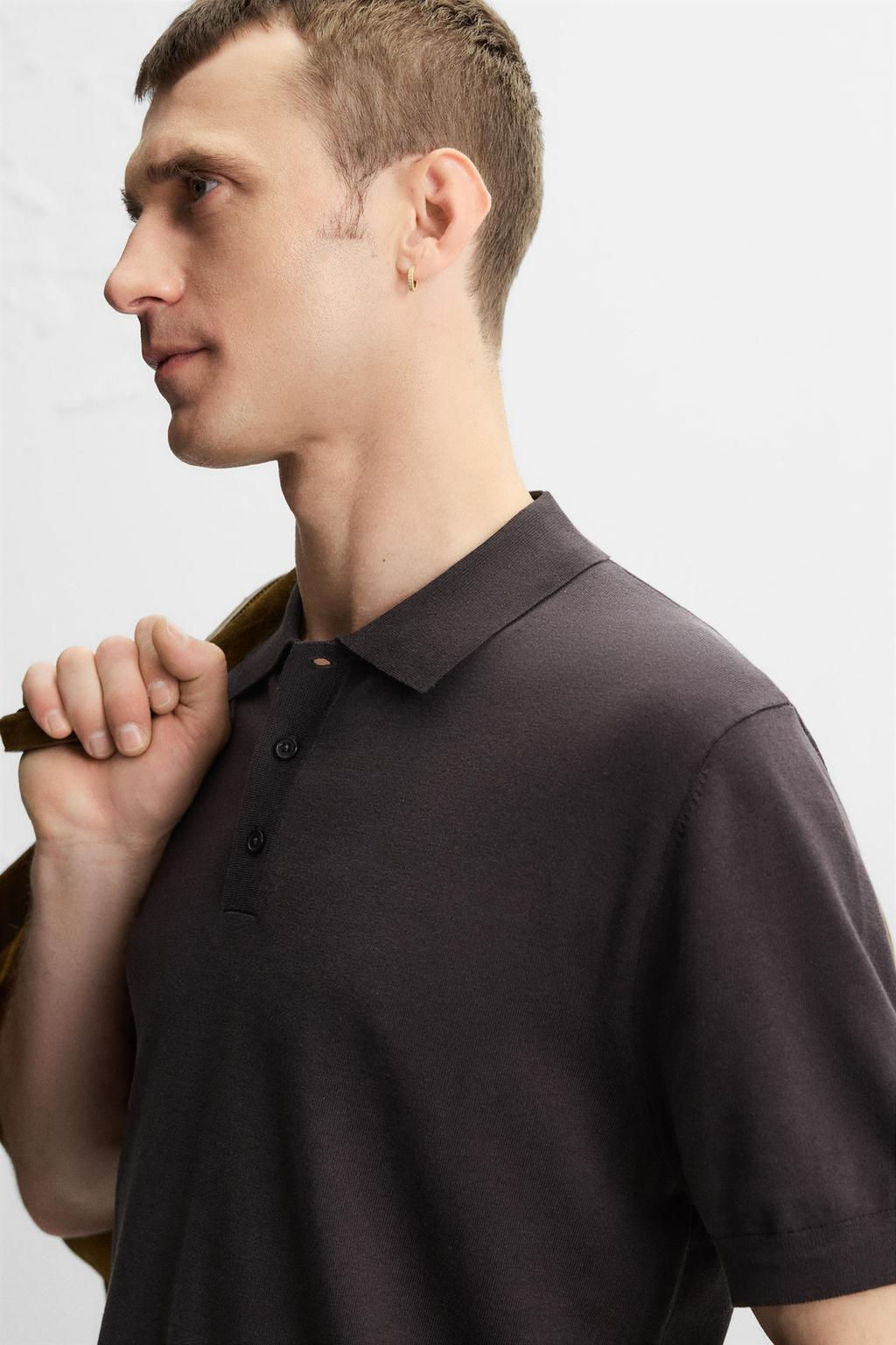 COTTON - LYOCELL KNIT POLO SHIRT - Zara фото 5