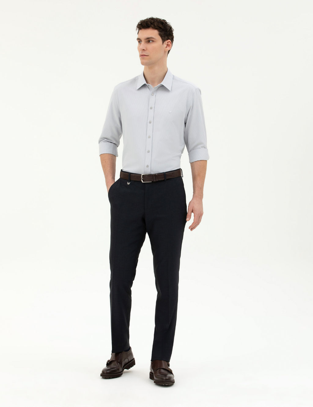 Gri Slim Fit Uzun Kollu G_mlek