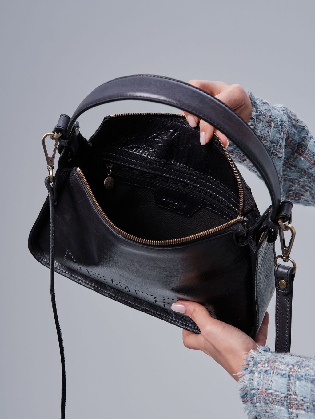 Сумка кожаная на плечо Deboro 30790 винтаж/дипвайтер