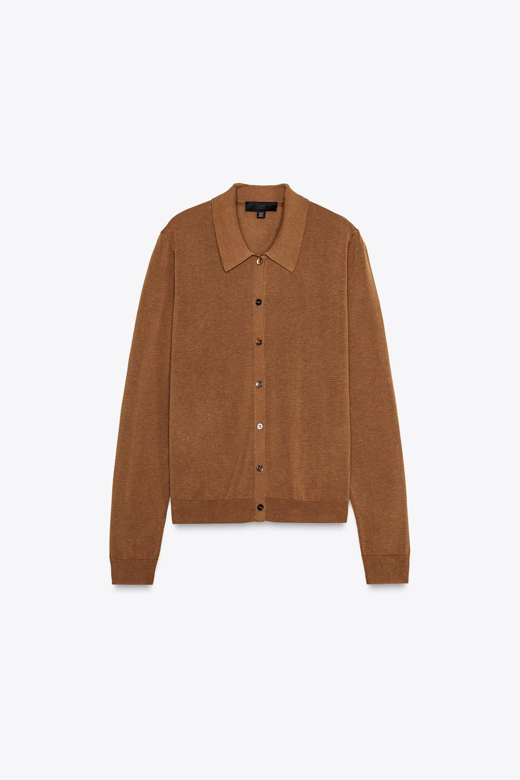 PLAIN POLO COLLAR CARDIGAN - Zara фото 3