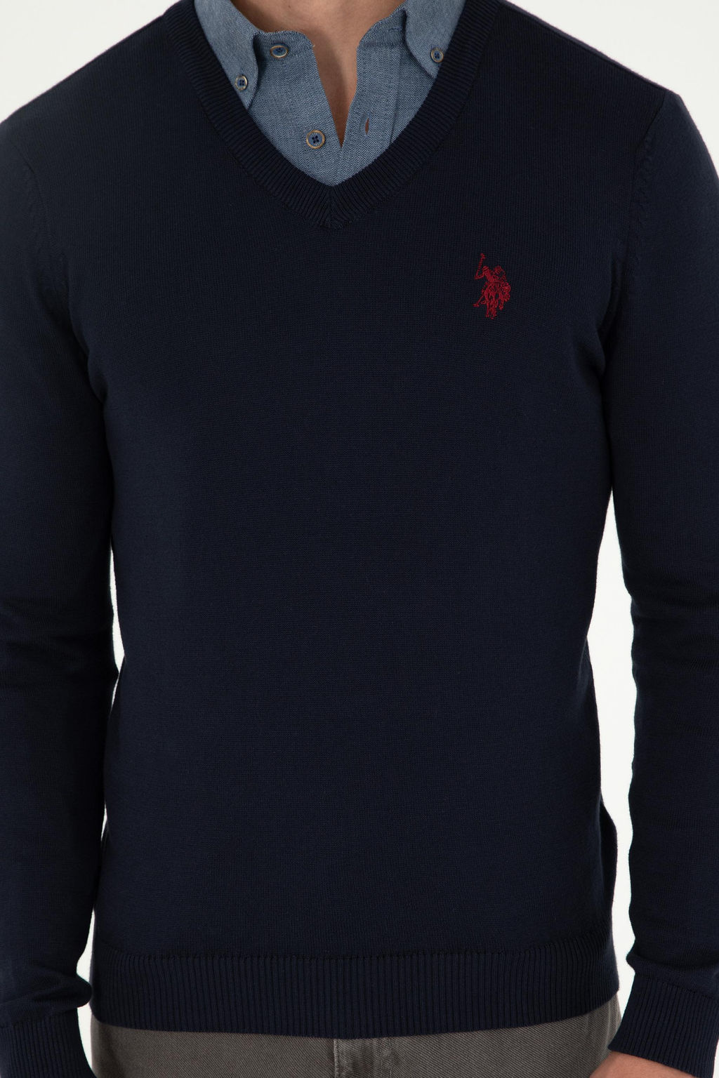 Свитер мужской U.S. Polo Assn темно-синий хлопок  фото 13