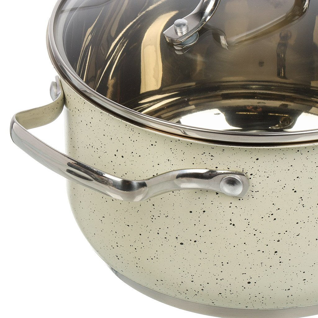 Кастрюля 3,6л из нержавеющей стали со стеклянной крышкой, 20х11.5см (R-306в) /Rashel/  фото 6