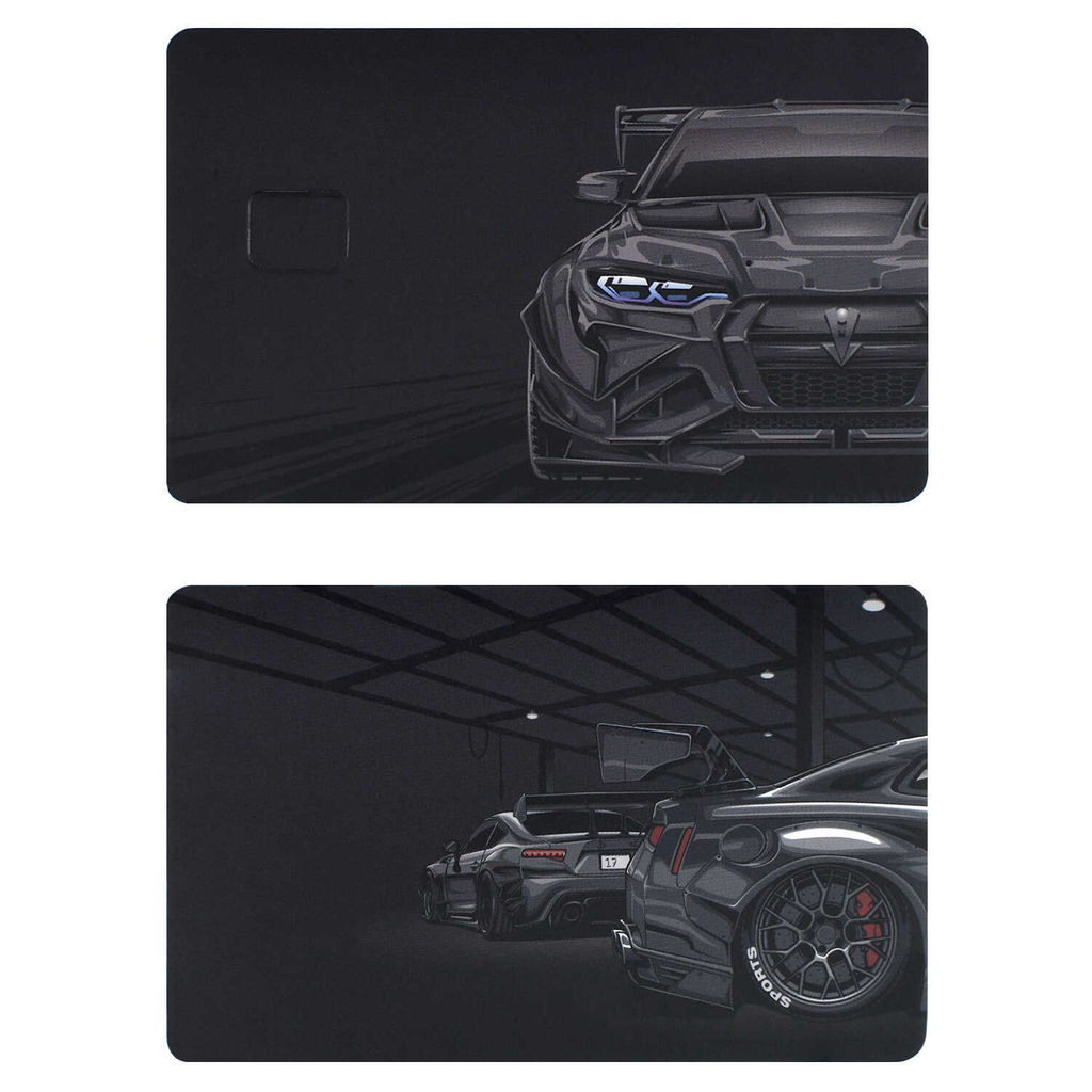 Наклейки на банковскую карту, арт. 71707 / 200 ТАЧКА (2 шт. в наборе, материал наклеек: ПВХ; цвет: чёрный; декор: полноцветная печать; индивидуальная упаковка: подложка с европодвесом из мелованного картона + ПЭТ-пакет)