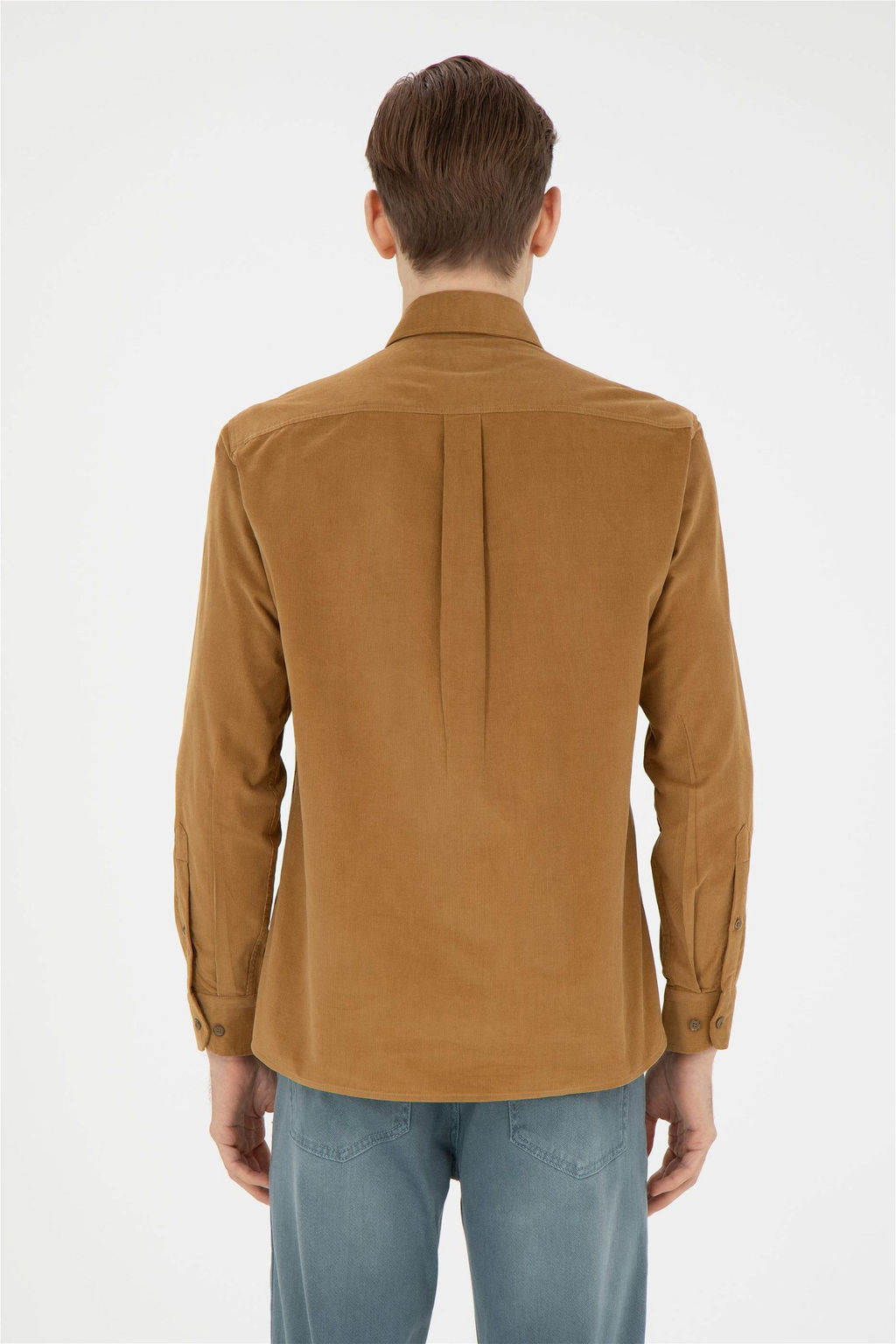 Мужская рубашка светло-хаки с длинным рукавом - U.s. polo assn фото 5