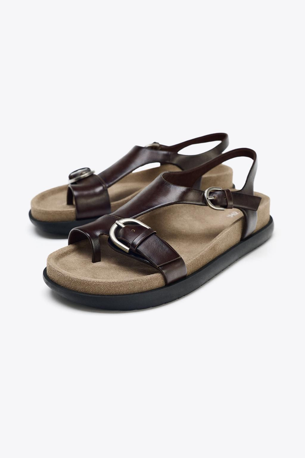 FLAT LEATHER SANDALS - Zara фото 3