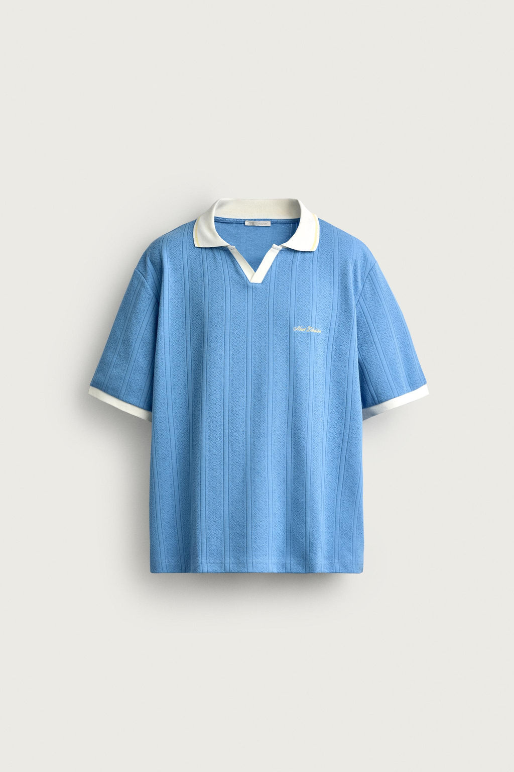 POLO RELAXED FIT  ESTRUCTURA TEXTO BORDADO / Azul claro - Zara фото 6