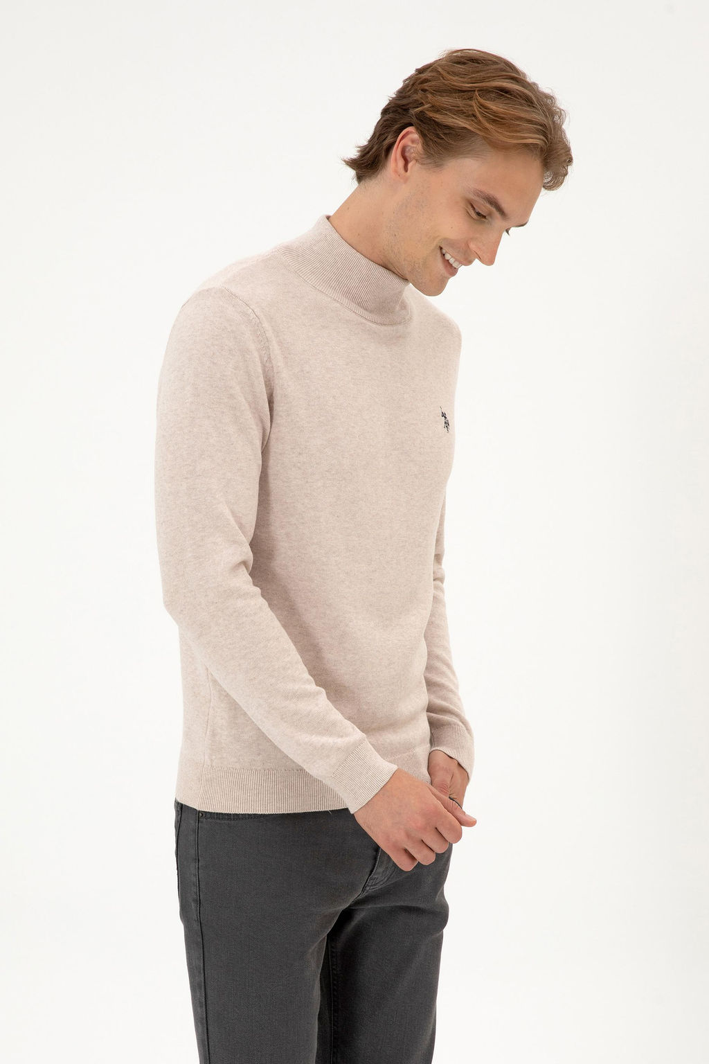 Erkek Slim Fit Bo_azl_ Ta_ Melanj Basic Kazak - U.s. polo assn фото 3